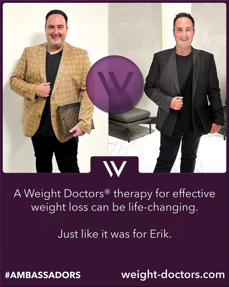 Weight Doctors® before and after: Erik before and after his Weight Doctors® weight-loss therapy