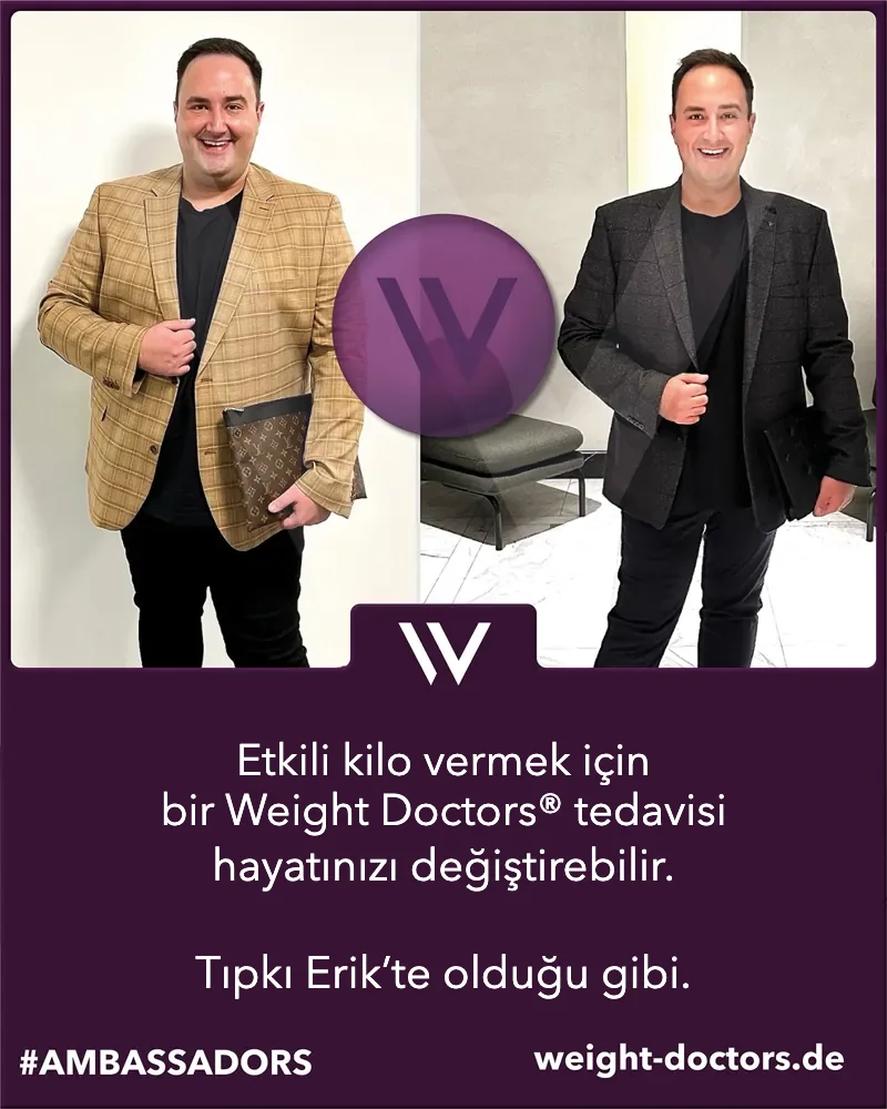 Weight Doctors® öncesi-sonrası: Erik’in Weight Doctors® kilo verme tedavisinden önce ve sonra hali