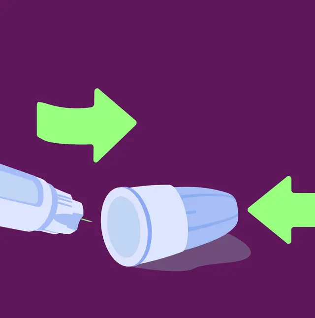 Illustration: the large protective cap is put back on the needle