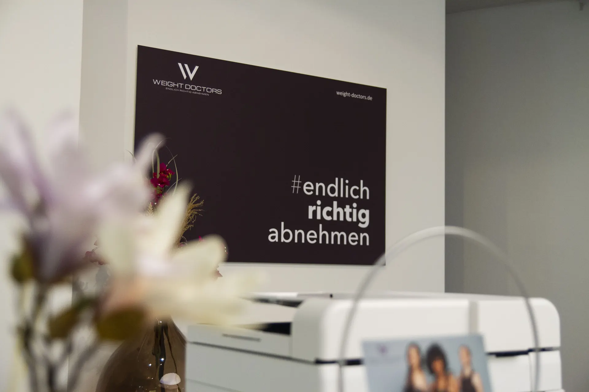 Beratungsbereich von Weight Doctors® mit dem Leitsatz #endlich richtig abnehmen