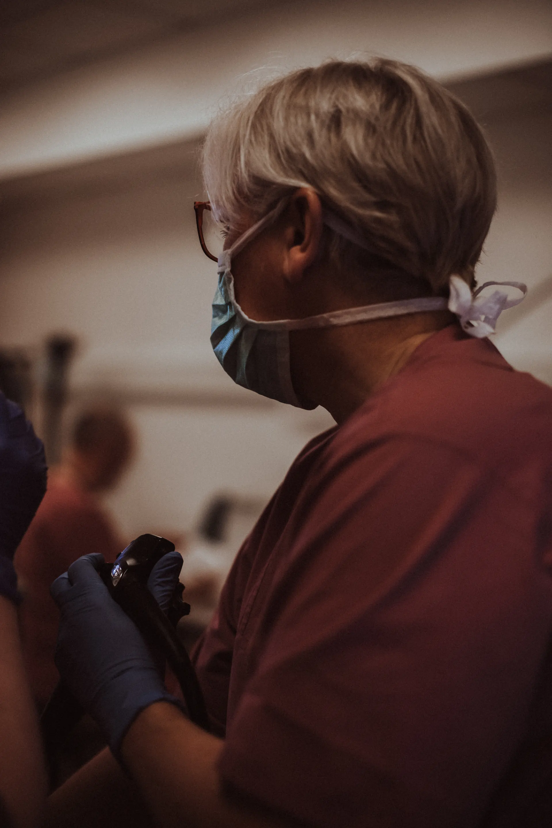Specialist with the endoscope during a gastroscopy